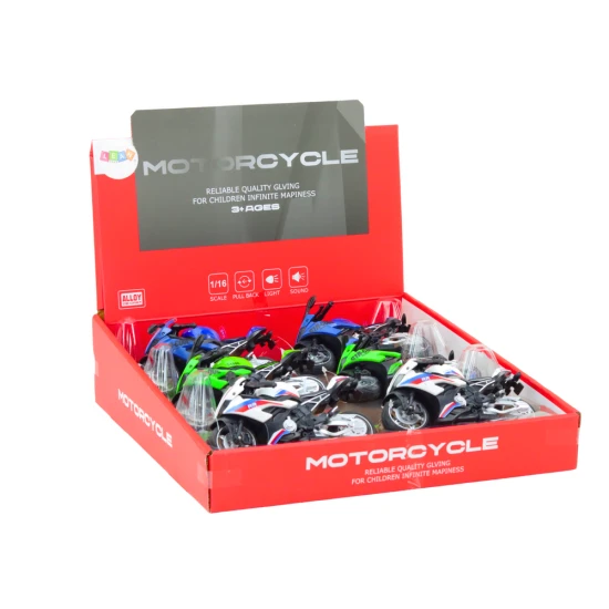 Sports Motorcycle with Friction Drive 3 Colors White Green Blue