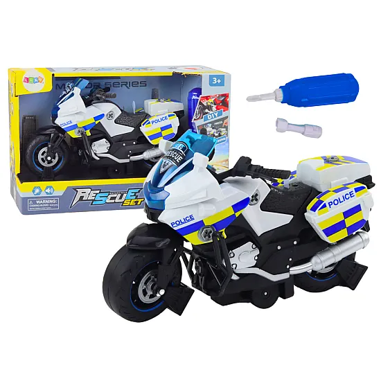 Policijas pagrieziena motociklu DIY lukturi skan balti