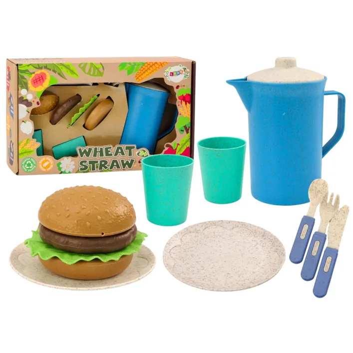 Set of tableware, plates, cups, jug, Hamburger, cutlery, 11 pcs Sadzīves tehnika, virtuves