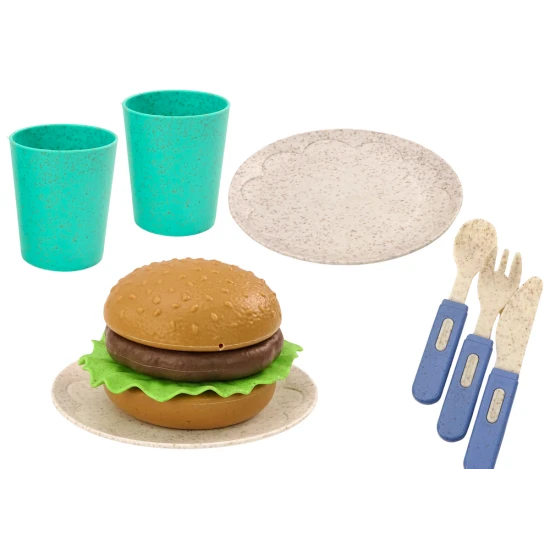 Set of tableware, plates, cups, jug, Hamburger, cutlery, 11 pcs Sadzīves tehnika, virtuves