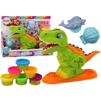 Plastilīna komplekts 6 krāsās ar dinozauru