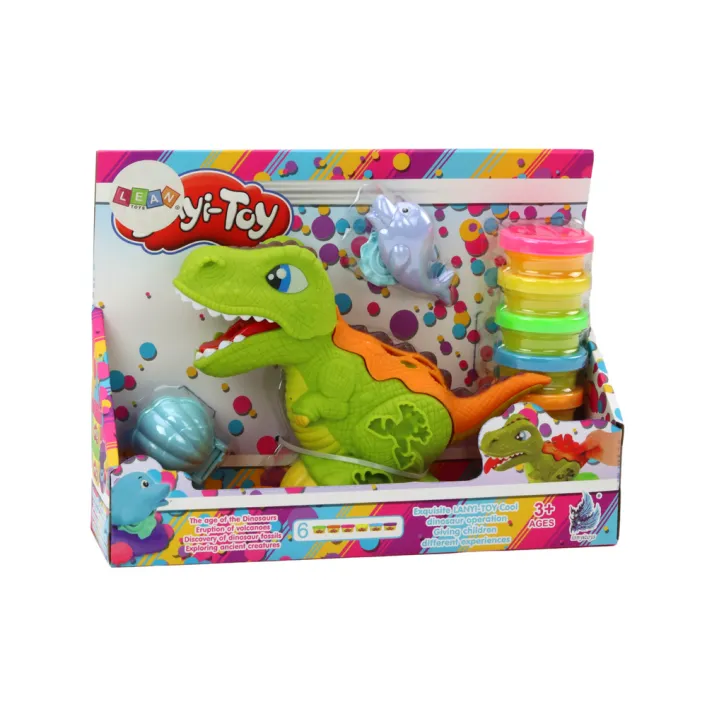 Plastilīna komplekts 6 krāsās ar dinozauru