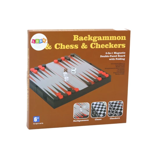 3in1 Game Set Magnetic Board Chess Checkers Backgammon Galda un sporta spēles