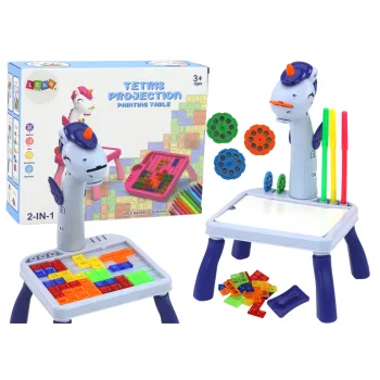 Mini projektors un Tetris galds 2in1, zils ar vienradzi