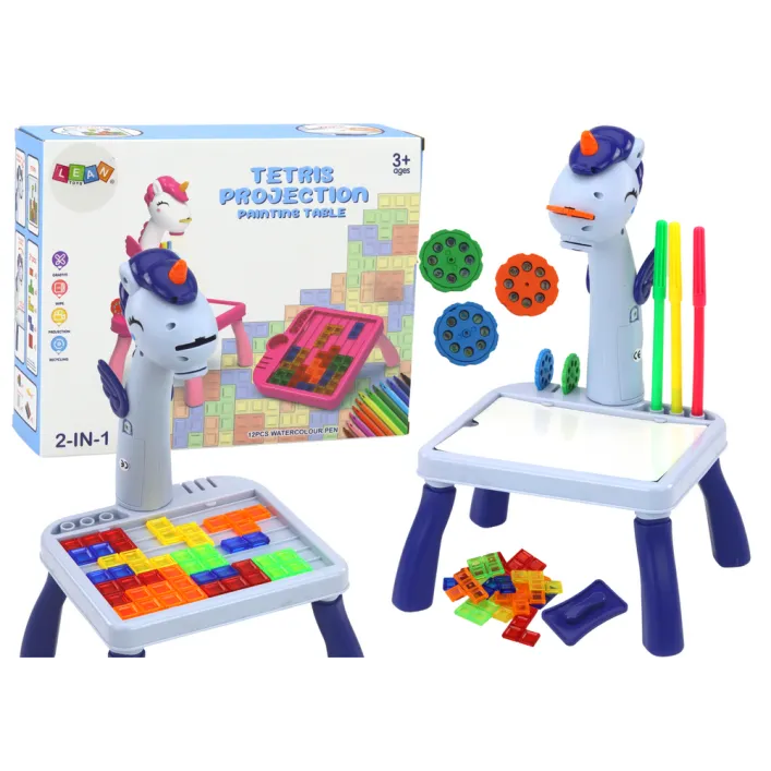 Mini projektors Tetris galds 2in1 Zils vienradzis