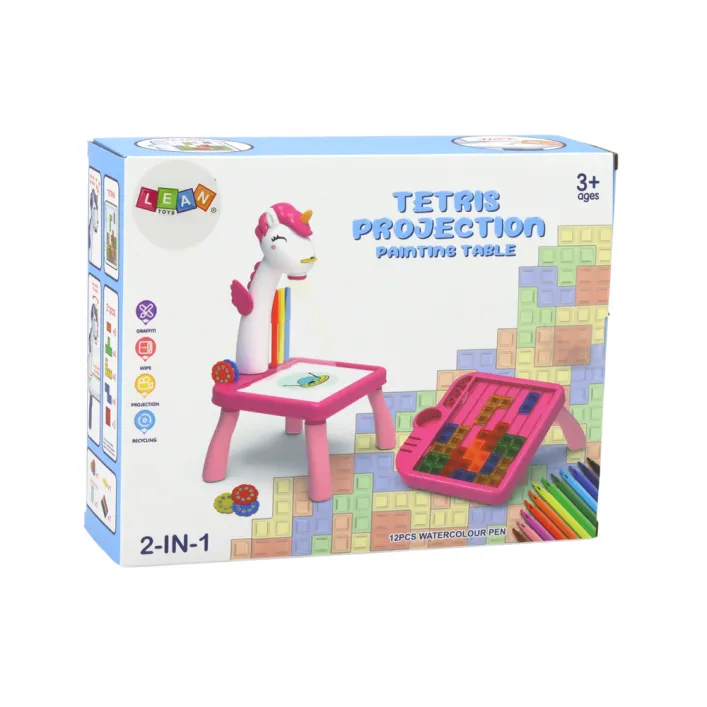 Mini projektors Tetris galds 2in1 Zils vienradzis