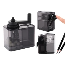 Melns zīmuļu asināmais ar burciņu