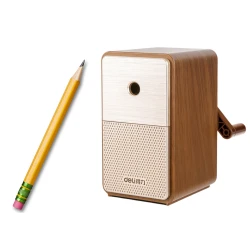 Brūns zīmuļu asināmais ar burciņu