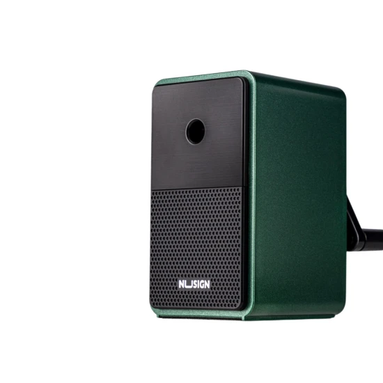 Zaļš zīmuļu asināmais ar burciņu Griezēji un dzēšgumijas