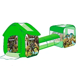 Bērnu rotaļu laukums „3-in-1“: telts, mājiņa, baseins un dinozauri