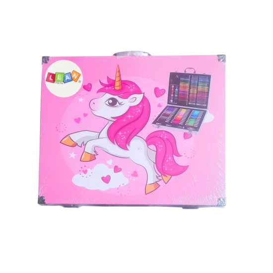 Artistic Set in a Suitcase with a Unicorn Pink 150 EL Kancelejas preces