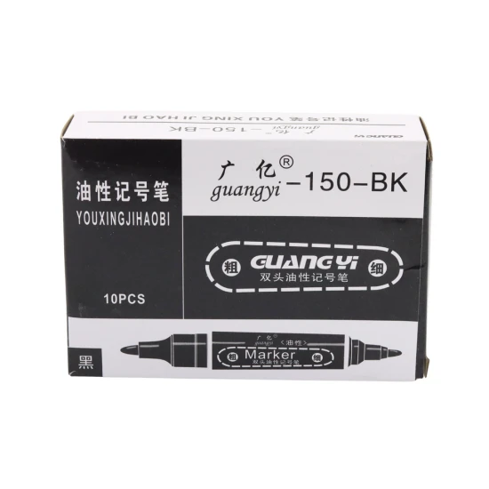 Divpusējs ūdensizturīgs marķieru komplekts, melnā krāsā, 10 gab. Zīmuļi un pildspalvas