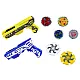 Gun Launcher Set 4 Metal Discs Blue Yellow Lights Galda un sporta spēles