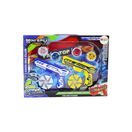 Gun Launcher Set 4 Metal Discs Blue Yellow Lights Galda un sporta spēles