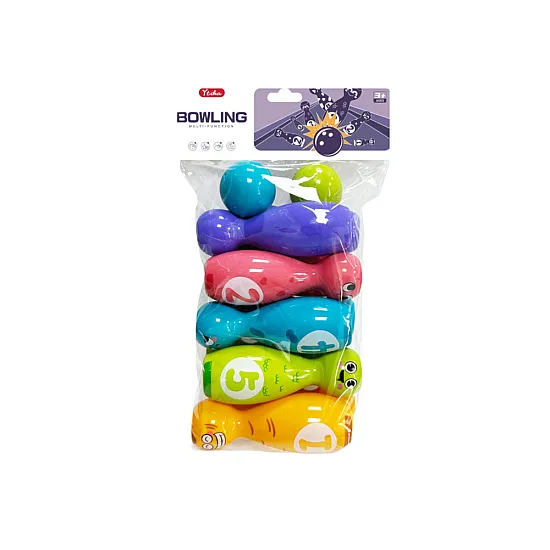 Bowling Set Smiley Balls Colored 10pcs Galda un sporta spēles