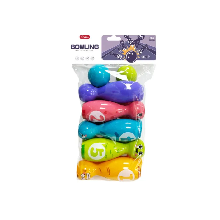 Bowling Set Smiley Balls Colored 10pcs Galda un sporta spēles