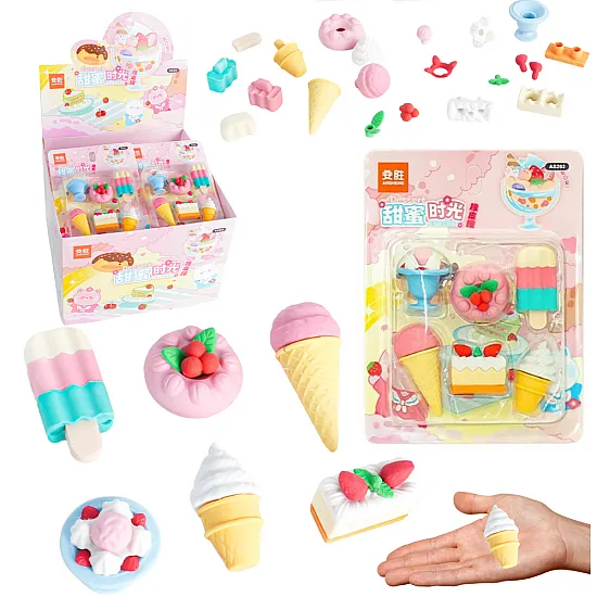 Candy dzēšgumiju komplekts, 6 gab. Zīmuļi un pildspalvas