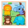 Puzzle Board 2in1 koka izglītojošs marķieris savvaļas dzīvniekiem