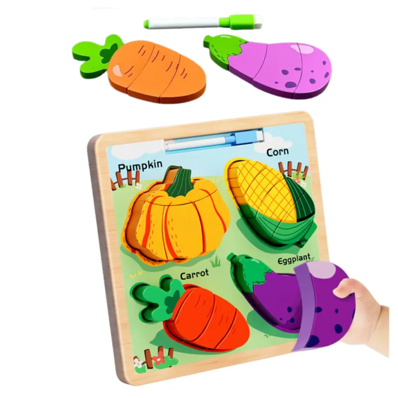 Puzzle Board 2in1 koka izglītojošais dārzeņu marķieris