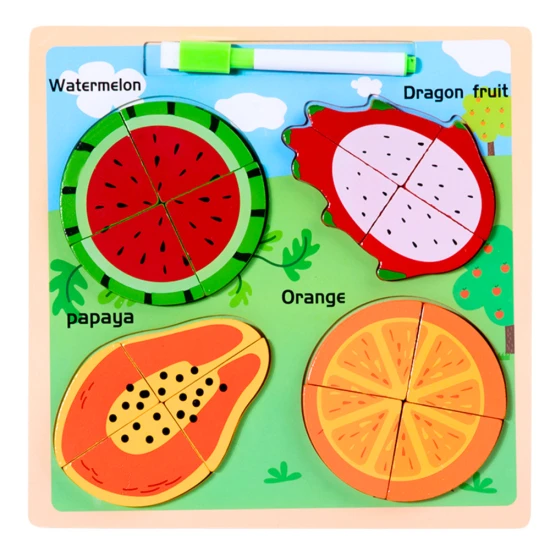 Puzzle Board 2in1 Wooden Educational Fruit Marker