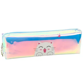 Zils penālis ar hologrāfisku kaķa attēlu 21 x 6 cm
