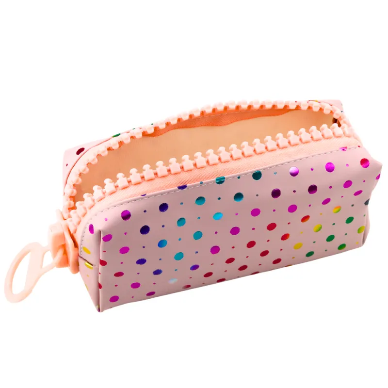 Gaiši rozā zīmuļlieta ar punktiņiem 21 x 8 cm Vimpeļi