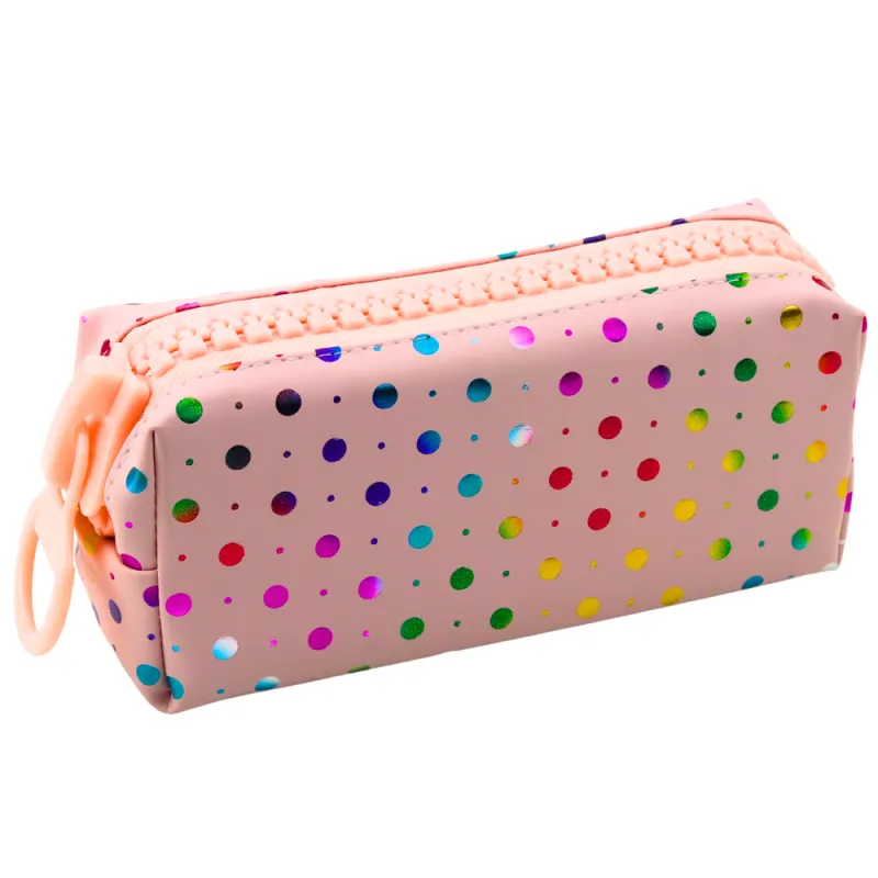 Gaiši rozā zīmuļlieta ar punktiņiem 21 x 8 cm Vimpeļi