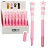 Rozā gēla pildspalva ar zilu tinti 16,5 cm Cat Paw Zīmuļi un pildspalvas
