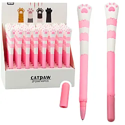 Rozā gēla pildspalva ar zilu tinti 16,5 cm Cat Paw