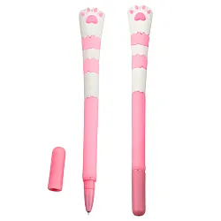 Rozā gēla pildspalva ar zilu tinti 16,5 cm Cat Paw
