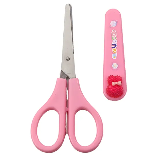 School Scissors With Cover Decorative Pink Bunny 14cm Kancelejas preces