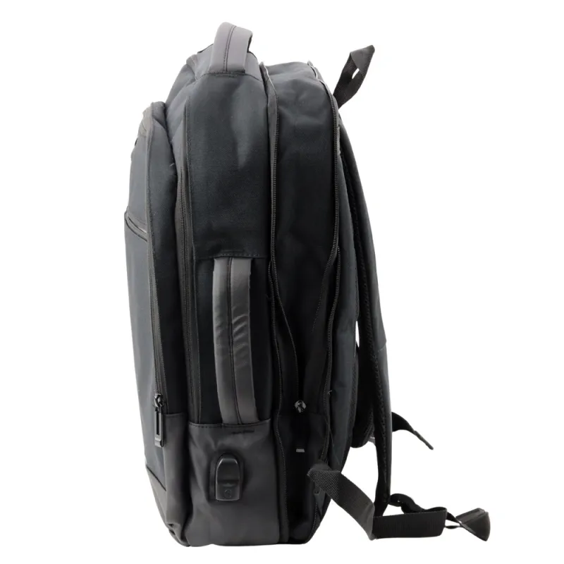 Melna mugursoma ar USB un klēpjdatora kabatu 16 l, 45 cm Mugursomas