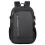 Melna mugursoma ar USB, klēpjdatora kabatu un atstarotājiem 16 l, 45 cm