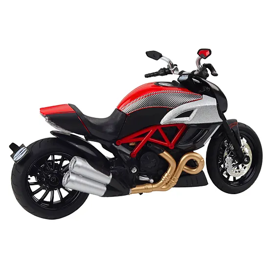 Sporta motocikla metāla lukturi ar zeltaini sarkaniem elementiem 1:12