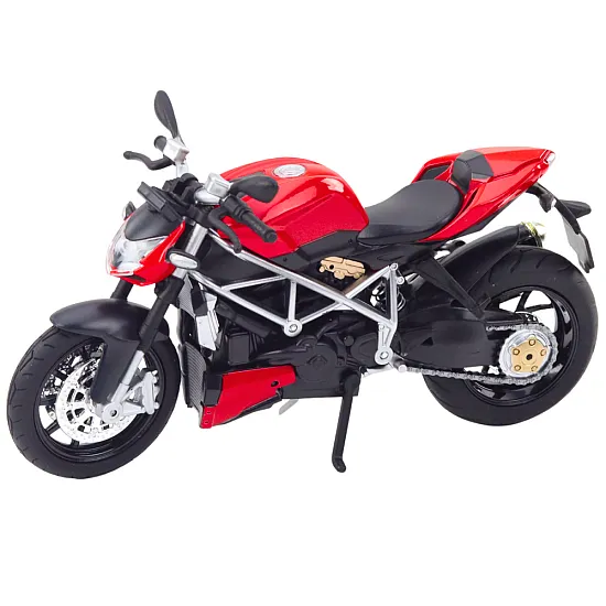Sporta motociklu metāla lukturi sudraba elementi sarkans 1:12