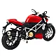 Sporta motociklu metāla lukturi sudraba elementi sarkans 1:12
