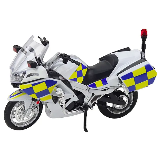 Policijas motocikla metāla lukturi skan balti 1:12