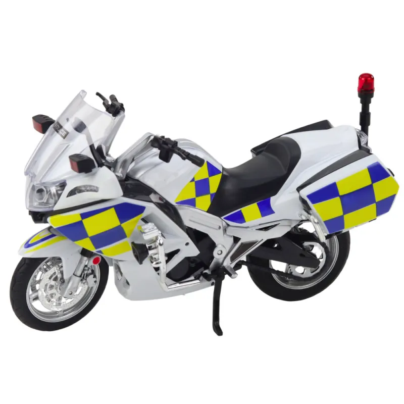 Policijas motocikla metāla lukturi skan balti 1:12