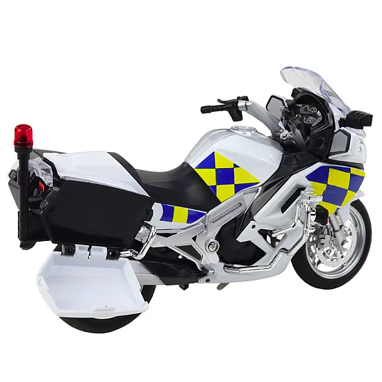 Policijas motocikla metāla lukturi skan balti 1:12