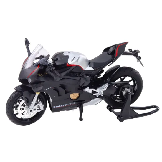 Sporta motocikla metāla lukturi ar sudraba elementiem melnā krāsā V4 1:12