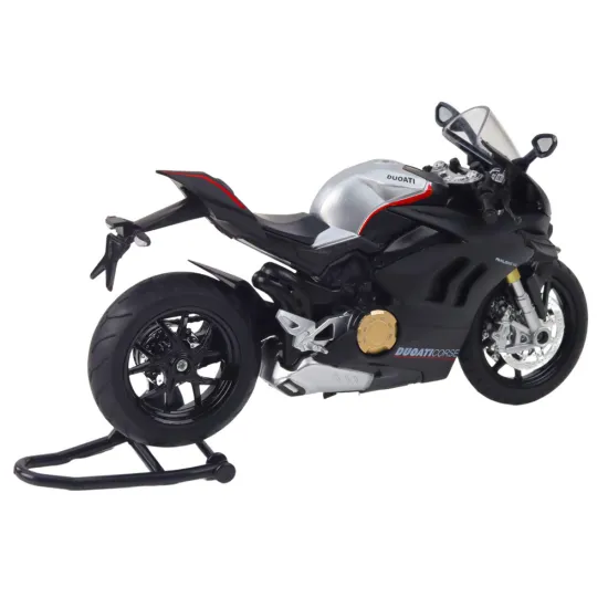 Sporta motocikla metāla lukturi ar sudraba elementiem melnā krāsā V4 1:12