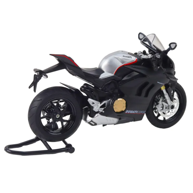 Sporta motocikla metāla lukturi ar sudraba elementiem melnā krāsā V4 1:12