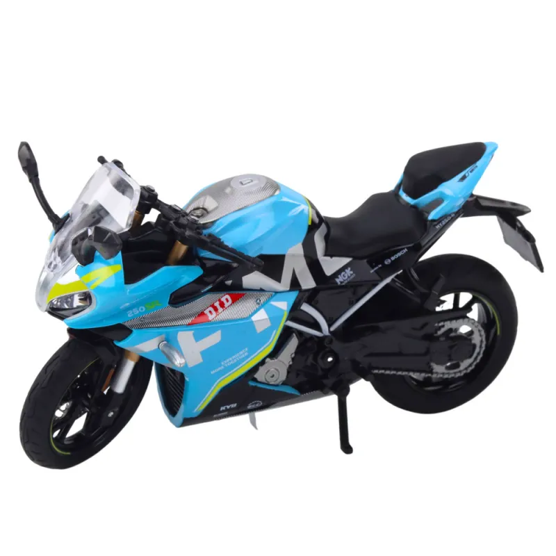 Sports Motorcycle Metal Lights Sounds Blue 1:12