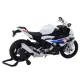Metāliski balts sporta motocikls
