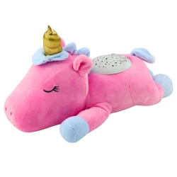 Plīša rozā vienradzis ar projektoru un šūpuļdziesmu