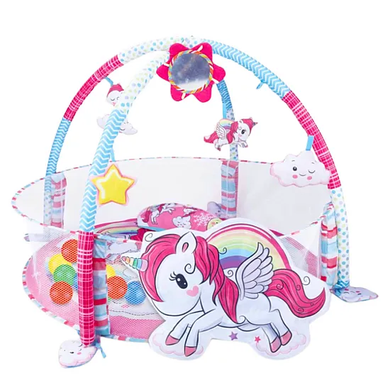 Baby Play Mat Ball Pool 3in1 Unicorn Pink Zīdaiņiem