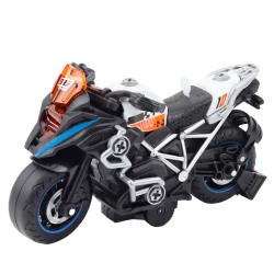 Melns sacīkšu spinning motocikls ar gaismas un skaņas efektiem