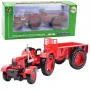 Metāla lauksaimniecības traktors ar piekabi Sarkans 1:18