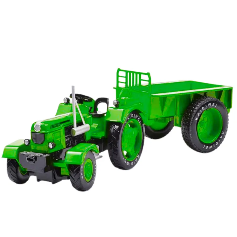 Metāla lauksaimniecības traktors ar piekabi zaļš 1:18