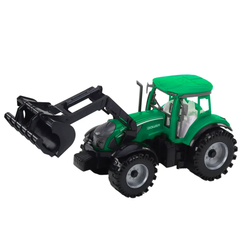 Traktors ar iekrāvēju un lauksaimniecības preses komplektu Zaļš